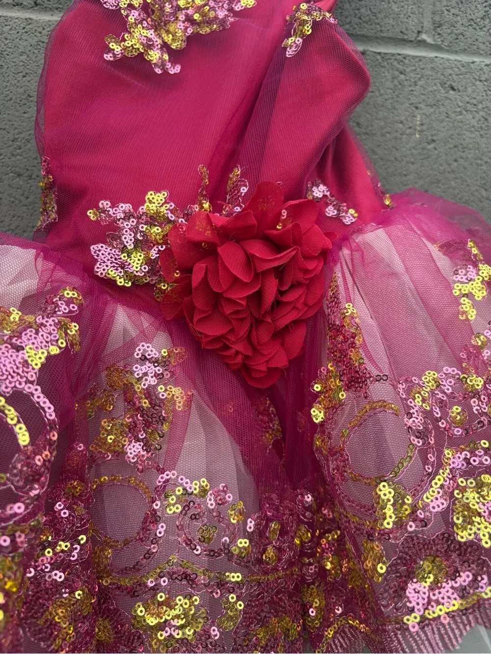 Revolution Dancewear Magenta Sequin Girls Ballet Costume